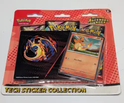 Pokemon Ascended Heros Tech Sticker Collection 3 Booster Packs Charmander - Image 1
