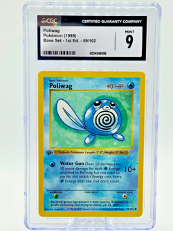 VINTAGE Poliwag 59/102 Pokemon Base Set 1st Edition 1999 CGC 9 Mint - Image 1