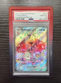 2024 POKEMON SVP EN-SV BLACK STAR PROMO PALDEAN FATES TIN CHARIZARD EX PSA 10 - Image 1