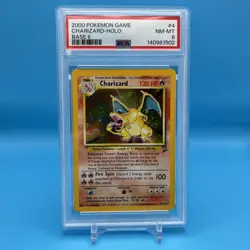 PSA 8 Charizard *Swirl* Holo Base Set 2 Set 2000 Pokemon Card 4/130 Vintage - Image 1