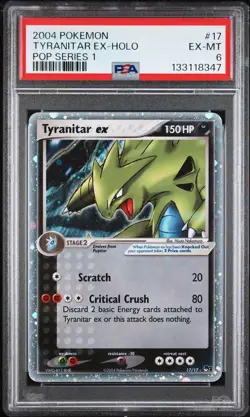 Pokemon TCG Tyranitar ex Holo 17/17 Pop Series 1 PSA 6 EX-MT 2004 - Image 1