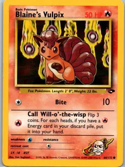 Pokemon TCG Blaines Vulpix 66/132 Gym Challenge LP - Image 1