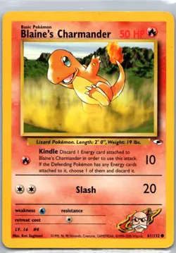 Pokemon TCG Blaines Charmander 61/132 Gym Heroes LP - Image 1