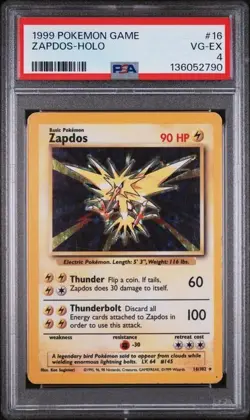 New Cert* Zapdos Holo PSA 4 - Base Set - Pokemon - 1999 - WOTC #16/102 - Image 1