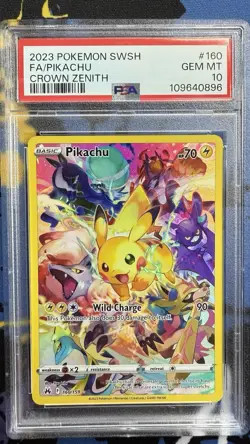 2023 POKEMON SWORD & SHIELD CROWN ZENITH #160 FULL ART/PIKACHU PSA 10 - Image 1