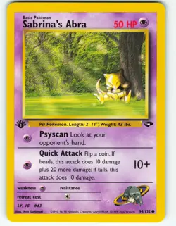 Sabrina's Abra - 1st Edition - 94/132 Gym Challenge - Pokemon TCG - 2000 - Image 1