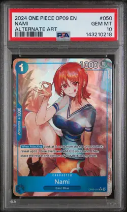 2024 ONE PIECE OP09-EMPERORS IN THE NEW WORLD ALTERNATE ART #050 NAMI PSA 10 - Image 1