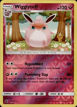 Pokemon TCG Reverse Holo Card Wigglytuff SM - Crimson Invasion 72/111 - Image 1