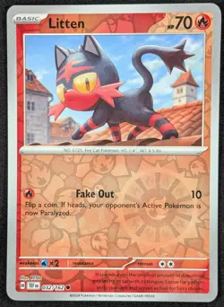 Litten 2024 Temporal Forces Reverse Holo Pokemon Card 032/162 (NM) - Image 1