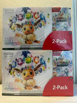 LOT OF 2 Pokemon Prismatic Evolutions: ETB + Booster Bundle 2-Pack SEALED Costco - Image 1