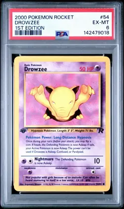 2000 Pokemon Rocket Drowzee #54 1st Edition PSA 6 - Image 1