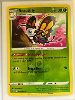 Beautifly 008/196 Holo Rare Lost Origin Pokemon Reverse Holo Near Mint - Image 1