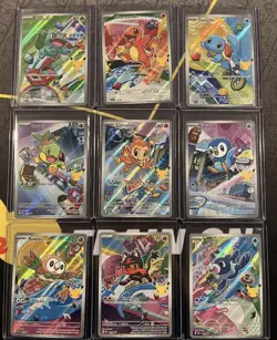 Pokemon First Partner Illustration Set Complete 9 Cards 30th Anniversary Starter - Image 1