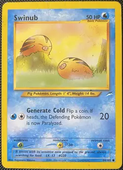 Swinub 84/105 Neo Destiny Regular *DAMAGED* Pokemon Card - Image 1