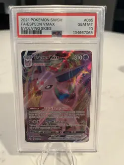 Pokemon PSA 10 GEM MINT Espeon VMAX 065/203 Full Art Ultra Rare Evolving Skies - Image 1