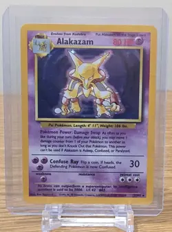 Alakazam - 1/102 Base Set Holo Rare Unlimited Pokemon TCG Card - Image 1