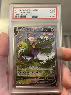 2021 POKEMON SWORD & SHIELD CHILLING REIGN #185 FULL ART/TORNADUS V PSA 9 - Image 1