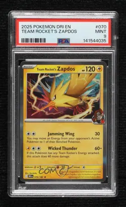 Team Rocket's Zapdos Pokemon Destined Rivals (DRI) PSA 9 MINT - Image 1