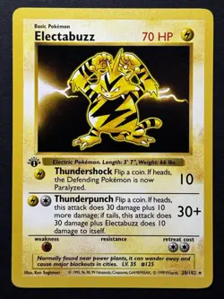 Pokemon Electabuzz 20/102 Base Set 1st Edition Rare NM- English 1999 - Image 1