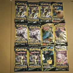 Pokemon Booster Packs Sun & Moon Lost Thunder & Team Up Lot - 12 Sealed Packs - Image 1