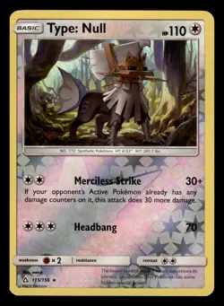 Type: Null 115/156 Reverse Holo S&M Ultra Prism Pokemon Card - Image 1