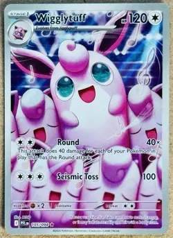 POKEMON TCG PHANTASMAL FLAMES WIGGLYTUFF ILLUSTRATION RARE HOLO 105/094 NM+ - Image 1