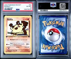 2000 Pokemon Rocket Mankey #61 1st Edition PSA 6 - Image 3