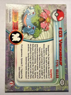 Venusaur #3 - Topps BLUE LOGO - NON-HOLO - Pokemon Card - TV Animation Series 1 - Image 2