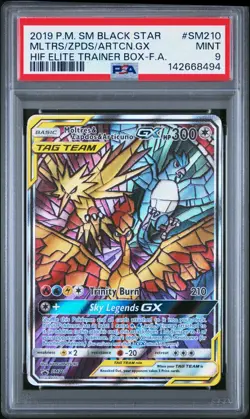 2019 POKEMON SM BLACK STAR PROMO FULL ART/MOLTRES & ZAPDOS & ARTICUNO GX PSA 9 - Image 1