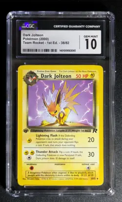 2000 Dark Jolteon Team Rocket Pokemon First Edition 38/82 CGC 10 Gem Mint - Image 1