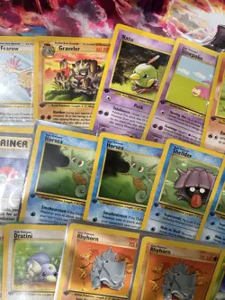 24x Vintage Pokemon Lot - 1st Edition Fossil Commons + Jungle & Rocket MP/HP - Image 4