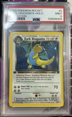 PSA 9 MINT Dark Dragonite 5/82 1st Edition Team Rocket Vintage Pokemon 🌀SWIRL🌀 - Image 3