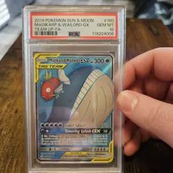Pokemon Sun & Moon Magikarp & Wailord GX 160/181 Full Art Rare Holo Foil PSA 10 - Image 1