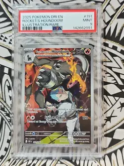 2025 POKEMON DESTINED RIVALS IR#191 TEAM ROCKET'S HOUNDOOM PSA 9 MINT (091) - Image 1