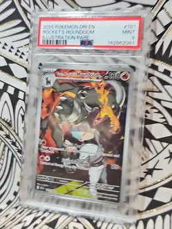 2025 POKEMON DESTINED RIVALS IR#191 TEAM ROCKET'S HOUNDOOM PSA 9 MINT (091) - Image 5