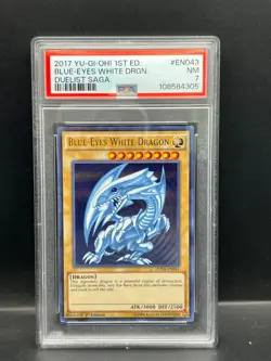 Yugioh PSA 7 NM Blue-Eyes White Dragon DUSA-EN043 Ultra Rare 1st Edition S#4302 - Image 1