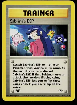 Pokemon Card - Sabrina's ESP 1st Edition Gym Heroes 117/132 Uncommon - Image 1