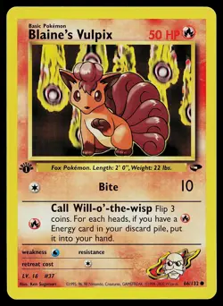 Pokemon Card - Blaine's Vulpix 1st Edition Gym Challenge 66/132 Common - Image 1