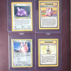 Pokemon Base Set Wizards Ditto Clefairy Doll Wigglytuff Trader Lot 4 Cards - Image 1