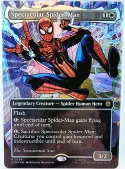RARE MAGIC MTG MARVEL'S SPECTACULAR SPIDER-MAN BORDERLESS TEXTURED FOIL CARD 239 - Image 1