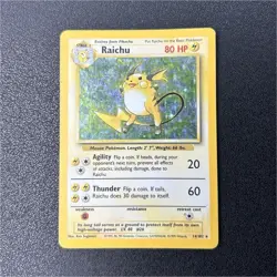 Pokemon Raichu 14/102 Base Set Holo Rare 80 MP 1999 Wizards of the Coast Card - Image 1