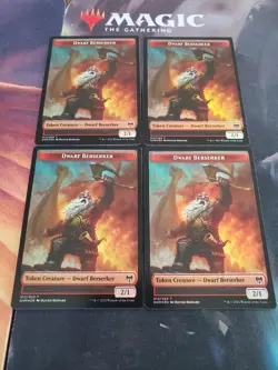 Mtg. 4x Dwarf Berserker Double-Sided Tokens. Foil. Kaldheim. Nm - Image 1