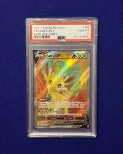 PSA 10 Leafeon V #166 SWSH Evolving Skies 2021 Pokemon GEM MINT - Image 1