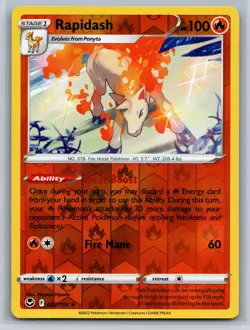 Rapidash 022/195 Reverse Holo Rare Pokemon Silver Tempest Near Mint or Better - Image 1