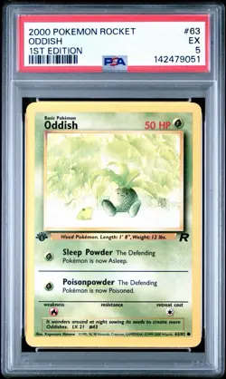 2000 Pokemon Rocket Oddish #63 1st Edition PSA 5 - Image 1