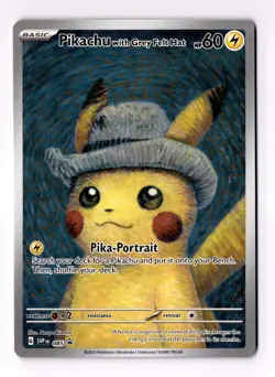 Pokemon Pikachu with Grey Felt Hat Van Gogh 085 SVP Scarlet & Violet Promo 2023 - Image 1