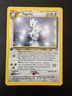 Pokemon TCG Togetic 16/111 Neo Genesis Holo Rare 1st Edition Card English - Image 1
