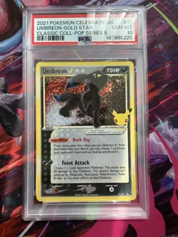 2021 Pokemon Celebrations Umbreon Gold Star 17/17 PSA 10 GEM MINT - Image 1