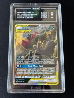 TAG 9 2019 POKEMON SUN & MOON UNIFIED MINDS #125 UMBREON & DARKRAI GX PSA UR - Image 1