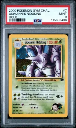 Pokemon Giovanni's Nidoking Gym Challenge 1st Edition Holo Rare #7 PSA 9 Mint - Image 1